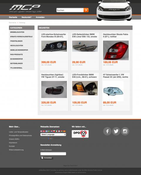 Magus Car Parts web design