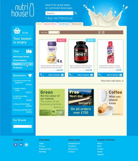 Nutrihouse Nutritional Beverages web design