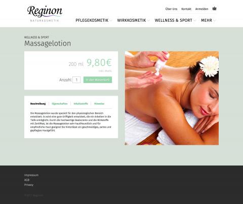 Reginon beauty products web design